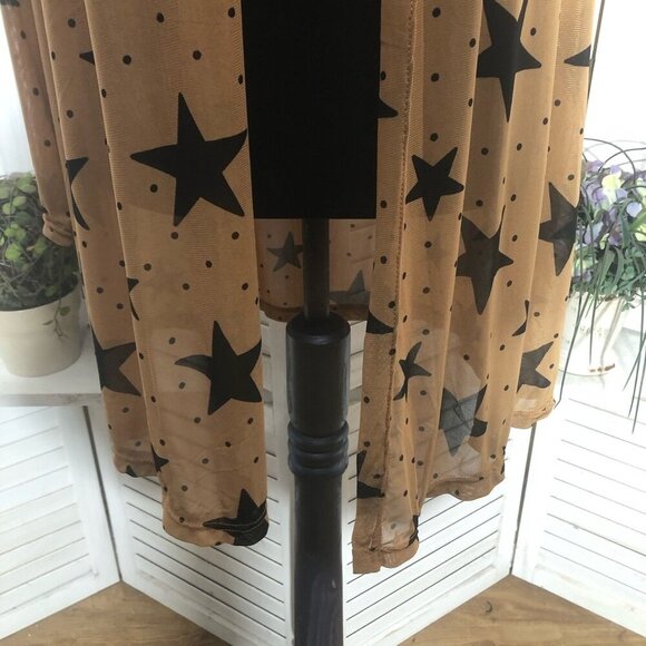 Forever 21 Star Print Chiffon Duster Cardigan Beige Medium - Picture 8 of 9